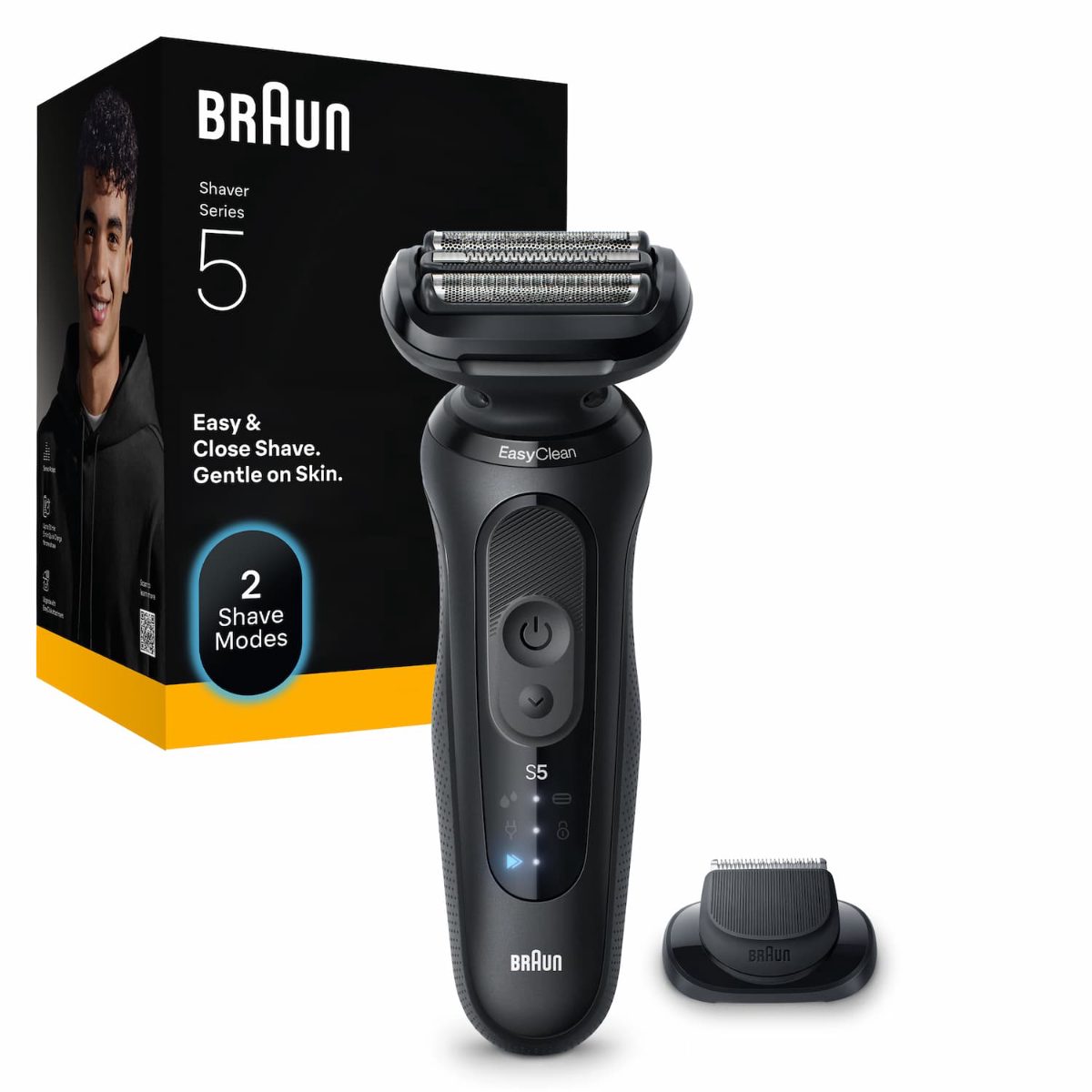 Braun Shaver, 52-N1200s Series 5, Operating time (max) 50 min, Wet & Dry, Lithium Ion, Black
