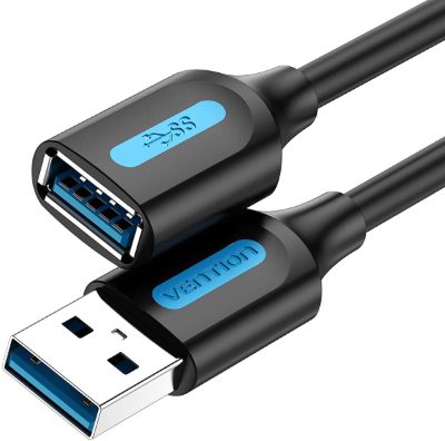 CABLE USB3.0 MALE TO FEMALE/0.5M BLACK CBHBD VENTION
