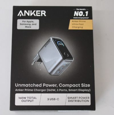 Anker Prime Charger, 3 Ports, Silver, Anker Prime Charger, 3 Ports, 160W, Silver, UNPACKED, MISSING INNER PACKAGING