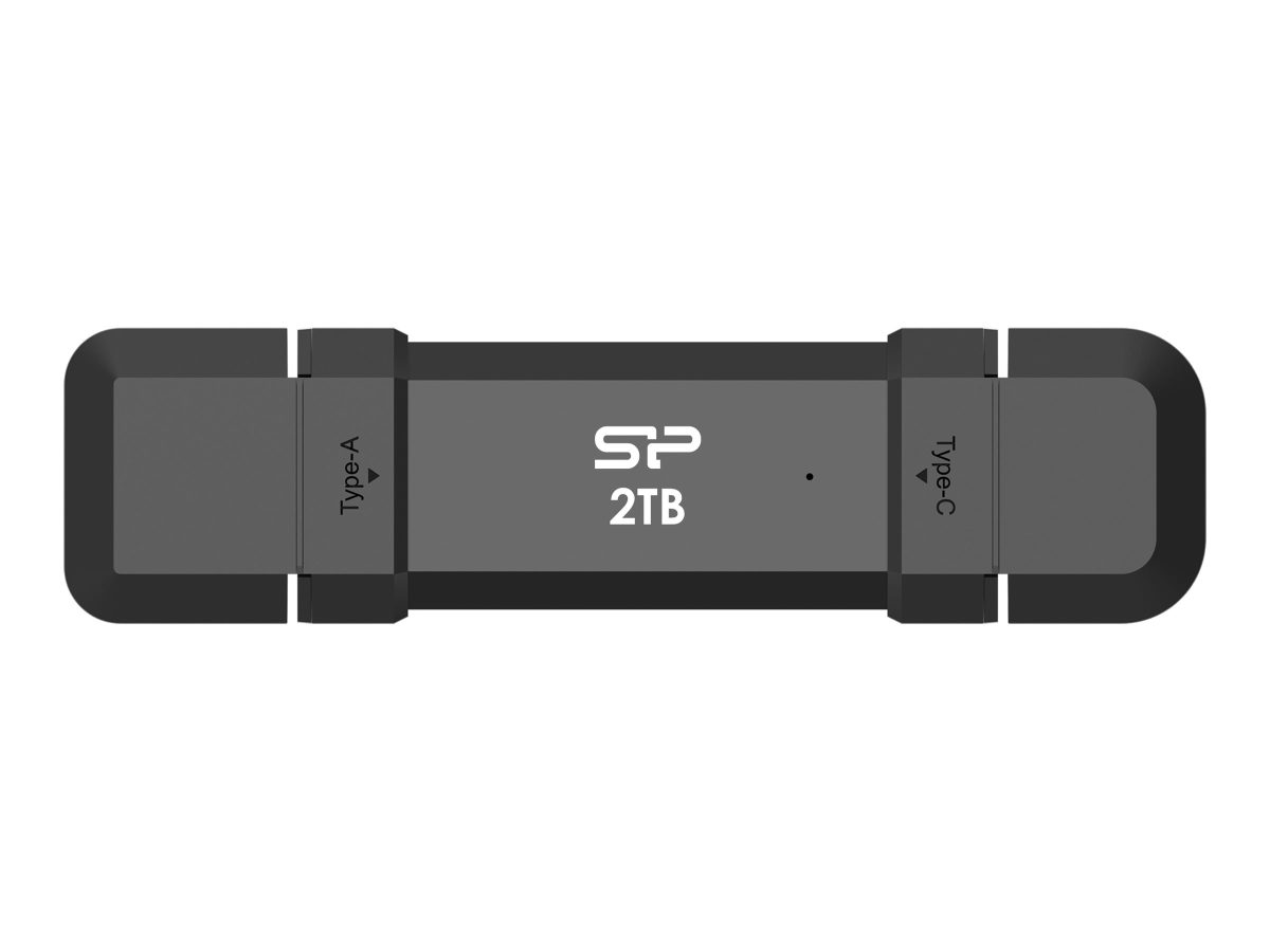 Silicon Power Portable External SSD, DS72, 500 GB, USB Type-A/USB Type-C 3.2 Gen 2, Black