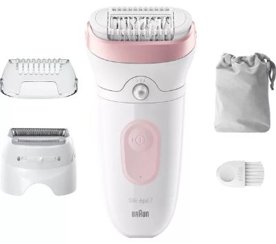 Braun Epilator, SE7030 Silk-épil Series 7, Operating time (max) 40 min, Number of power levels 2, Wet & Dry, White/Pink