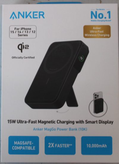 Anker 633 Magnetic Wireless Power Bank with 27W USB C port, A1654G11, 10000 mAh, Black, DEMO
