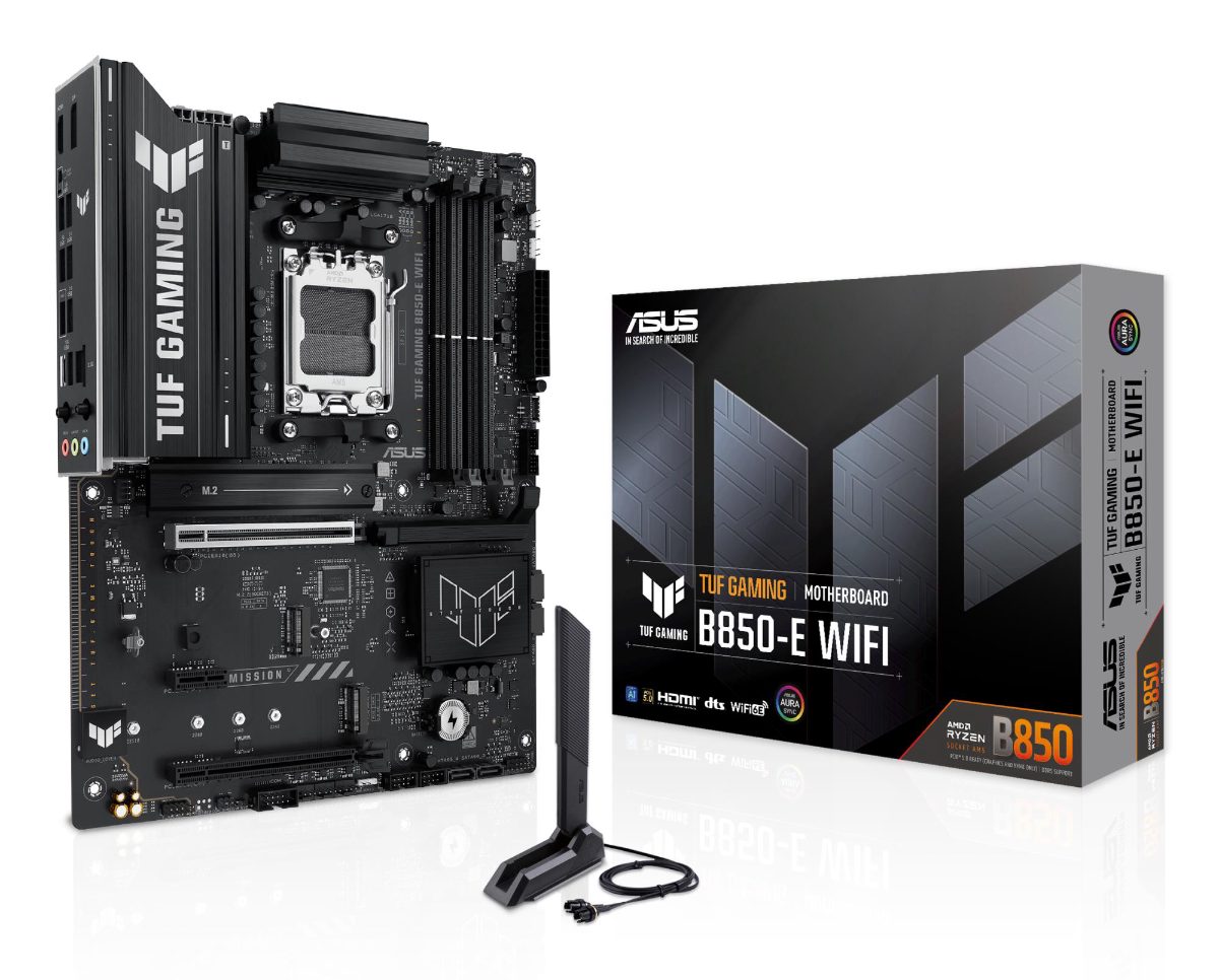 Mainboard, ASUS, AMD B850, SAM5, ATX, Memory DDR5, Memory slots 4, 1xPCI-Express 4.0 1x, 1xPCI-Express 4.0 16x, 1xPCI-Express 5.0 16x, 3xM.2, 1xHDMI, 1xDisplayPort, 3xUSB 2.0, 4xUSB 3.2, 1xUSB-C, 1xRJ45, 3xAudio port, TUFGAMINGB850-EWIFI