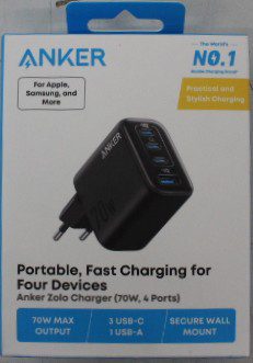Anker Zolo Charger 70W, 4-port, Black, Anker Charger, Zolo, DEMO, Black