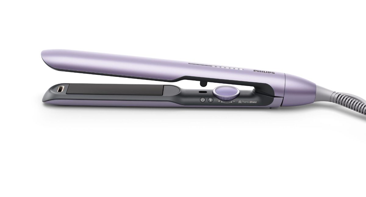 Hair straightener, BHS742/00, Ceramic heating system, Ionic function, Display LED, Temperature (min) 120 °C, Temperature (max) 230 °C, Number of heating levels 12, Purple