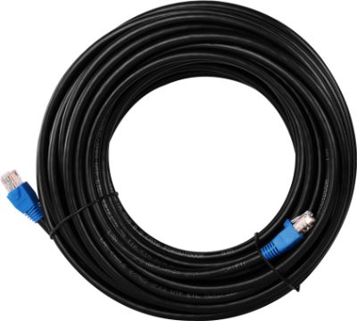CAT 6 Outdoor-patch cable U/UTP, 94389, Prewired, unshielded LAN cable with RJ45 plugs for connecting network components; Double-layer polyethylene jacket protects the network cable outdoors and makes it extremely weather-resistant; The outdoor Ethernet cable is ideal for the garden, balcony, camping, building facades and surveillance cameras; High-quality copper-clad aluminium wire (CCA) and gold-plated contacts guarantee an excellent, powerful network connection; Latch protection on the RJ45 connector prevents the latch from snagging or breaking off, helping to provide a reliable internet connection; CAT 6 outdoor cable is suitable for Gigabit Ethernet with speeds of up to 10/100/1000 Mbit/s, Black, 15 m