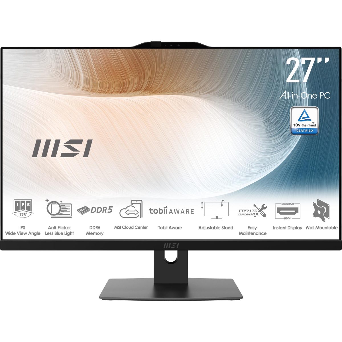 Monoblock PC, MSI, CPU Intel, Intel Core 5, 120U, RAM 16 GB, DDR5-SDRAM, Screen 27 ", 1920 x 1080 pixels, Storage 512 GB, SSDs 512 GB, Not available, On-board graphics Yes, Intel® Graphics, Black, OS Windows 11 Pro, MODERNAM272P1M-855EU
