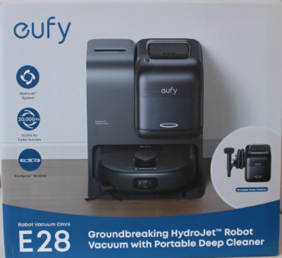 Anker Eufy Robot Vacuum Cleaner Omni E28, Black, Anker Eufy Robot Vacuum Cleaner, Omni E28, Wet&Dry, Dust capacity 3 L, 20000 Pa, Black, DAMAGED PACKAGING, MISSING INNER PACKAGING (BAGS). ITEM IS USED, DIRTY, WET AND SCRATCHED. NOT FULL LIQUID BOTTLES, 24 month(s)