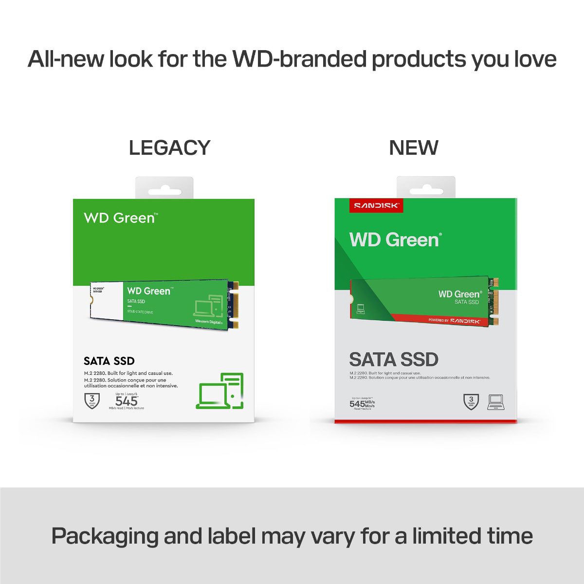 SSD, SANDISK, MTBF 1000000 h, Read speed 545 MB/s, Serial ATA III, M.2, 480 GB, POWERED BY SANDISK, Green, WDS480G3G0B
