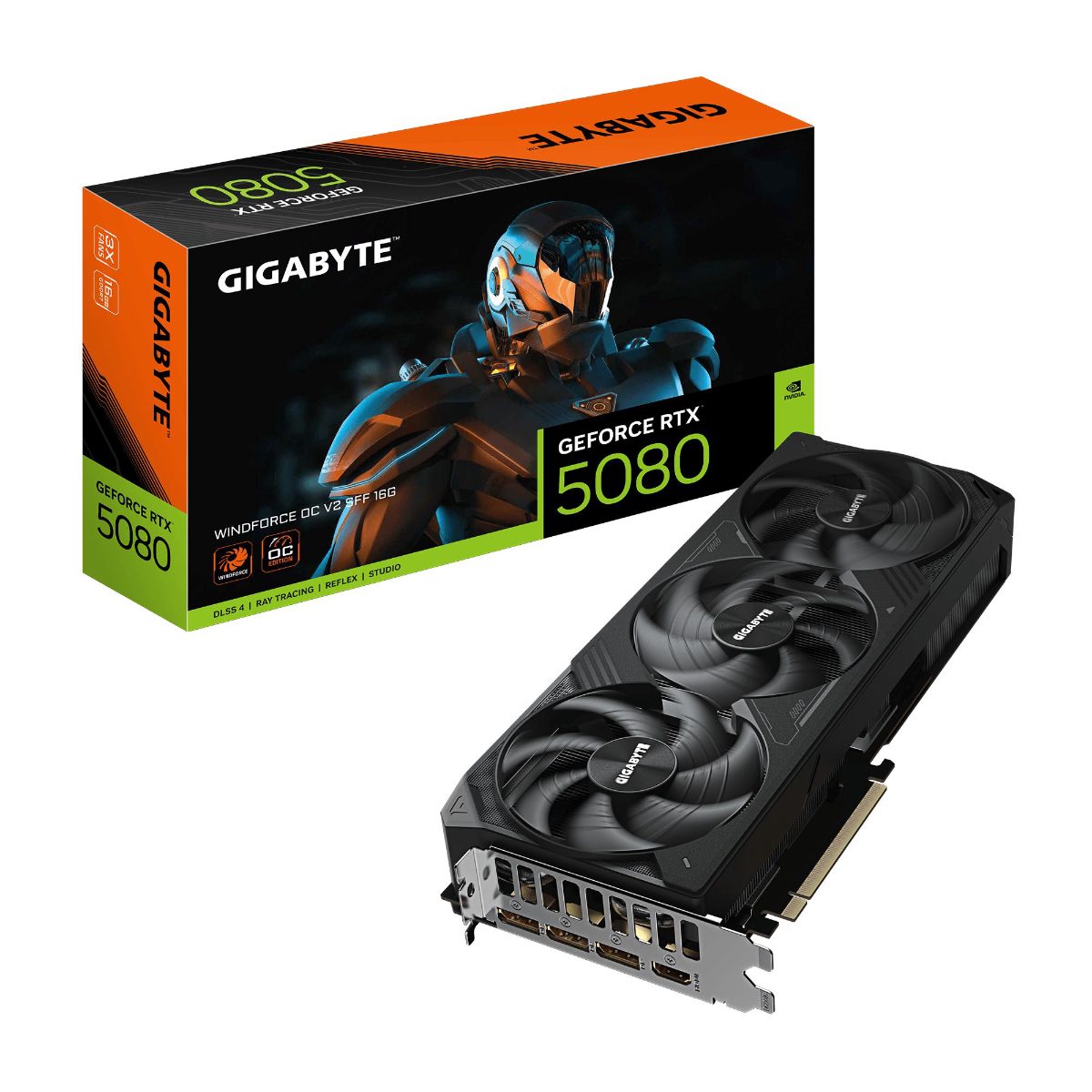 Graphics Card, GIGABYTE, NVIDIA, GeForce RTX 5080, 2670 MHz, 16 GB, GDDR7, 256 bit, PCI Express x16 5.0, Active, GV-N5080WF3OCV2-16GD