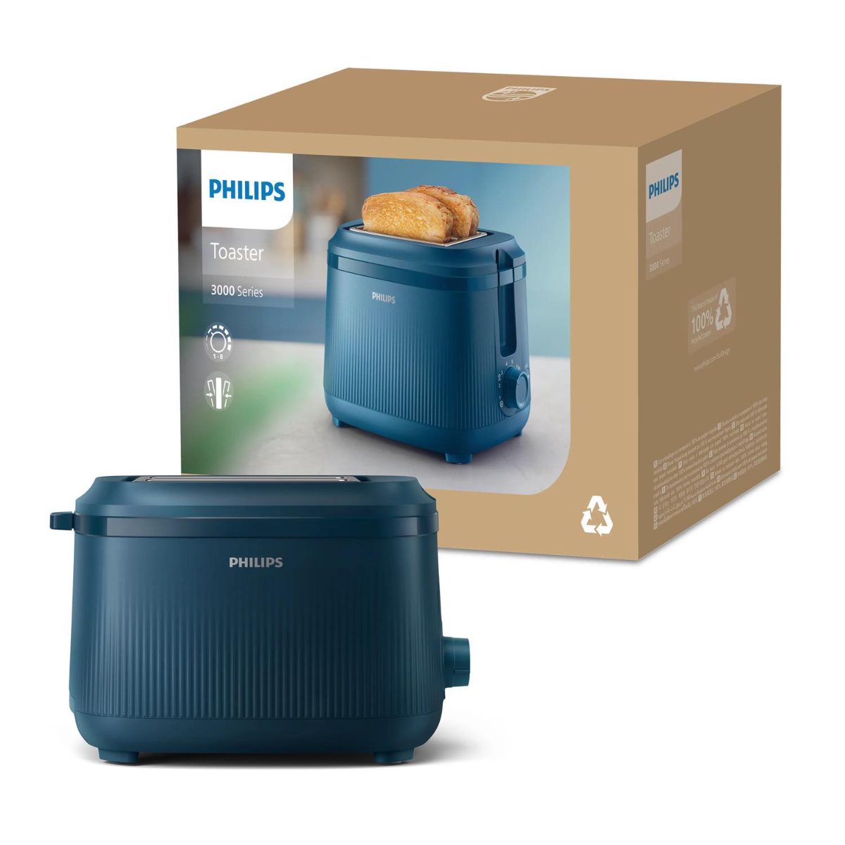 Toaster, HD2511/70 3000 series, Power 830 W, Number of slots 2, Housing material Plastic