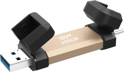 Silicon Power DS72, 250 GB, USB Type-A/USB Type-C 3.2 Gen 2, Gold