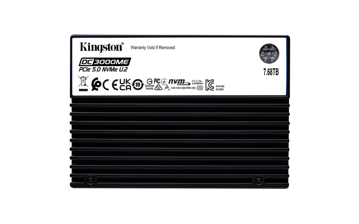 SSD, KINGSTON, SSD series DC3000ME, 7.68TB, NVMe, NAND flash technology 3D TLC, Write speed 10000 MBytes/sec, Read speed 14000 MBytes/sec, Form Factor U.2, TBW 14.016 TB, MTBF 2000000 hours, SEDC3000ME/7T6