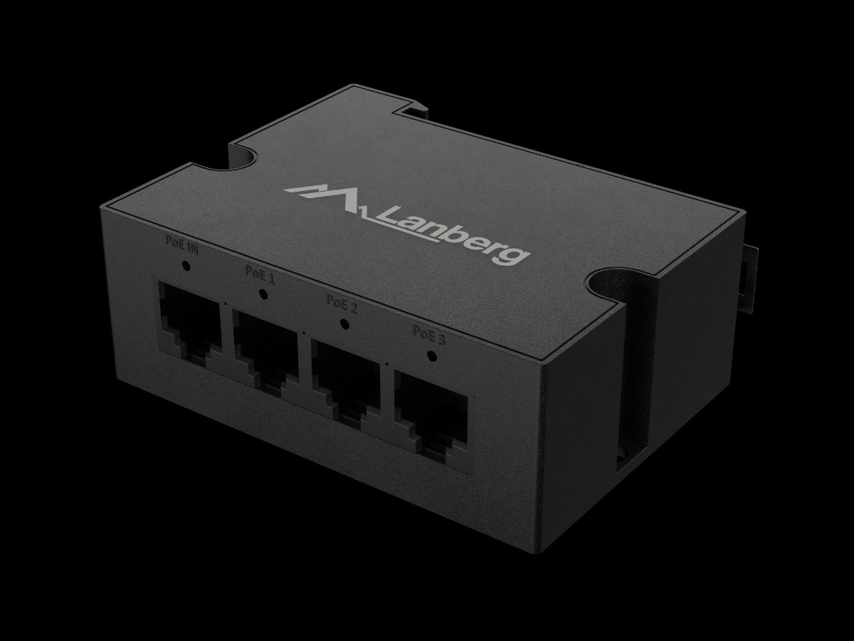 Switch PoE Extender 1xIn 3xOut Fast Ethernet Din Rail at 30W metal clips, DIN-FE4-AT-30W