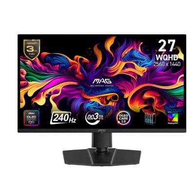 Monitor, MSI, MAG 271QP QD-OLED X24, 26.5", Gaming, Swivel, Pivot, Height adjustable, Tilt, Matte, Panel QD-OLED, 2560x1440, 16:9, 240 ??, 0.03 ms, Colour Black, MAG271QPQDOLEDX24