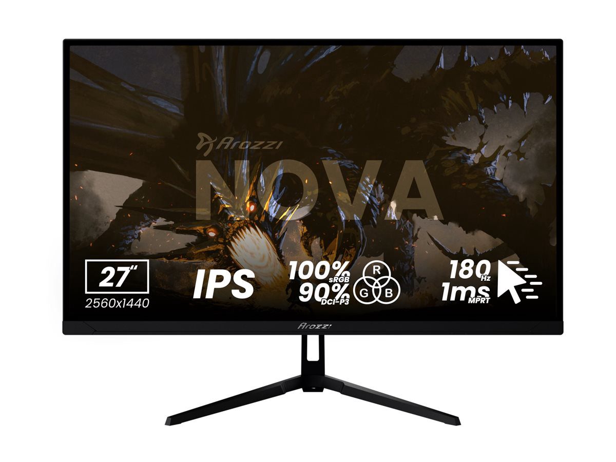 Nova, 27 ", IPS, QHD, 16:9, 180 Hz, 1 ms, 2560 x 1440 pixels, 350 cd/m², HDMI ports quantity 1, Black